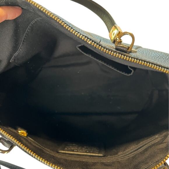 Coach Black Pebble Leather Zip Closure Double Handle Shoulder Crossbody Bags - Picture 7 of 13